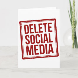 Tarjeta Funny Delete Social Media Anti Internet Minimalist