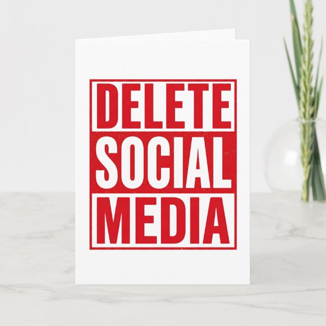 Tarjeta Funny Delete Social Media Anti Internet Minimalist (Anverso)