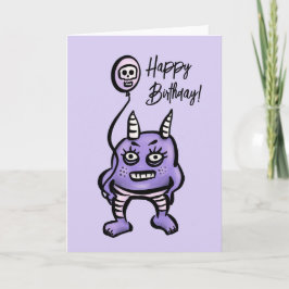 Tarjeta Funny Demon Purple Cute Pastel Whimsigoth Cumpleañ