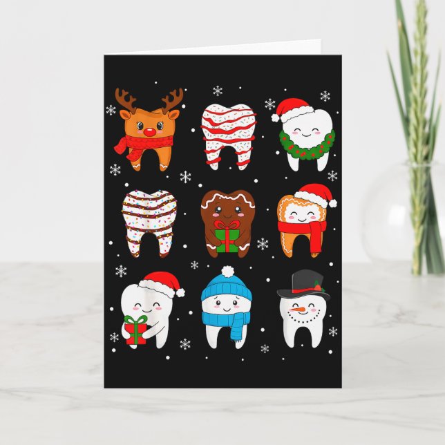 Tarjeta Funny Dental Christmas Teeth Cute Xmas Dentist Squ (Anverso)