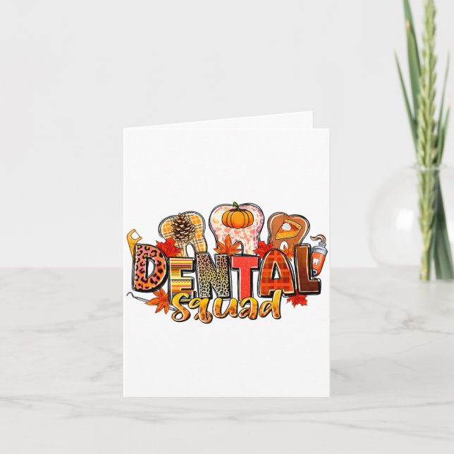 Tarjeta Funny Dental Squad Teeth Dentist Autumn Fall Thank (Anverso)