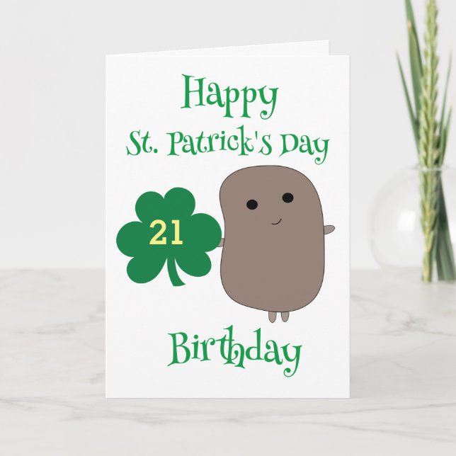 Tarjeta Funny Día de San Patricio 21 cumpleaños (Anverso)