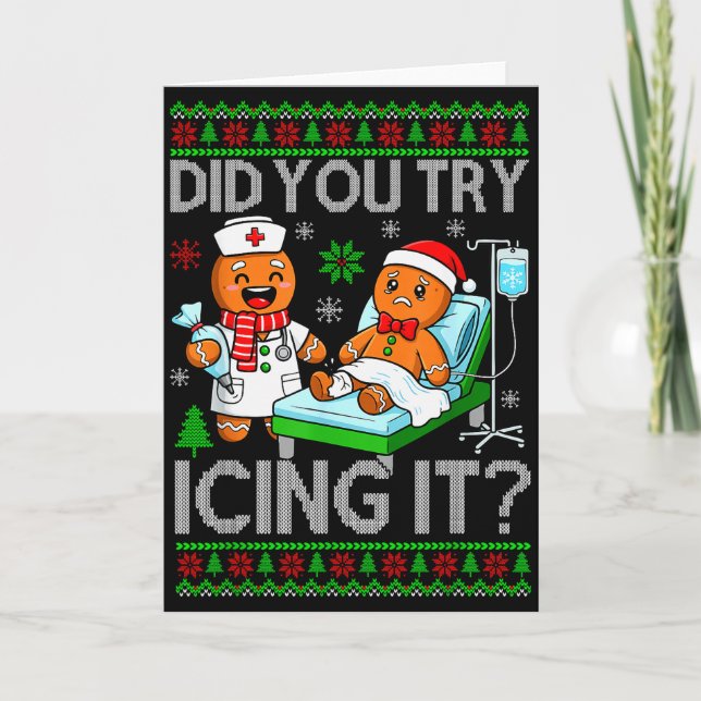 Tarjeta Funny Did You Try Icing It Christmas Gingerbread X (Anverso)