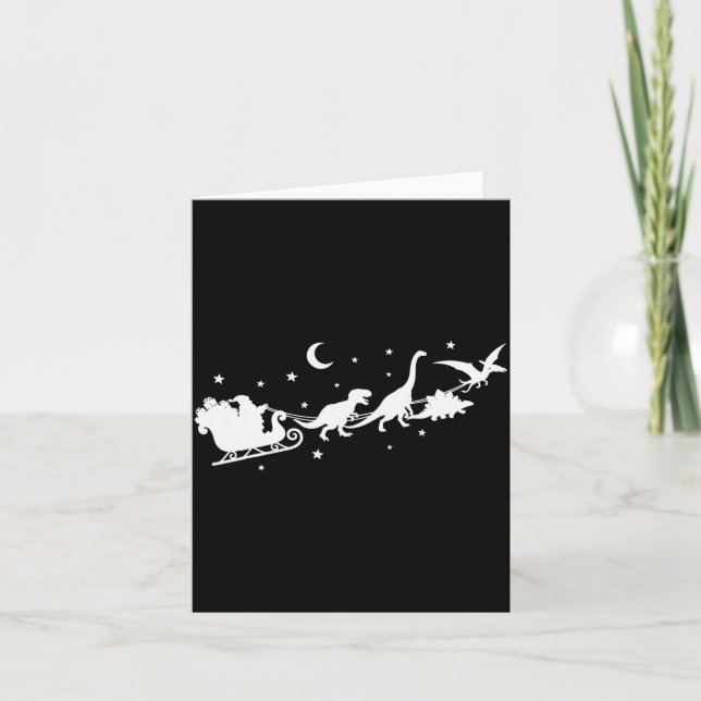 Tarjeta Funny Dinosaur Santa Sleigh Xmas Pajamas For Famil (Anverso)