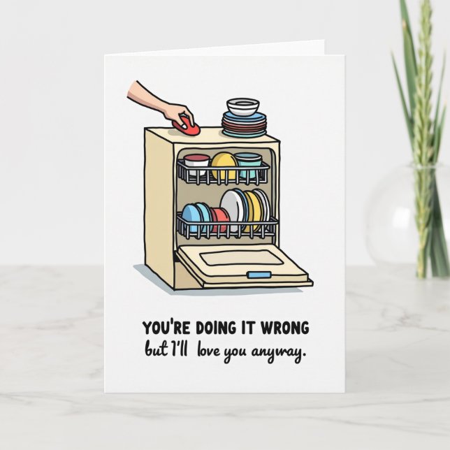 Tarjeta Funny Dishwasher Wrong Love Card (Anverso)
