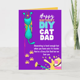 Tarjeta Funny DIY CAT DAD Birday - Loco por los gatos