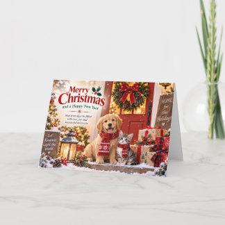Tarjeta Funny Dog and Cat Christmas Card