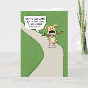 Tarjeta Funny Dog and Stick Birday