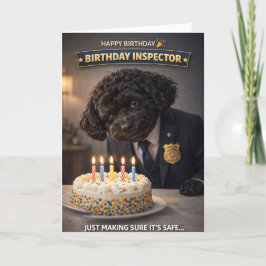 Tarjeta Funny Dog Birthday Card Cake Inspector Cockapoo