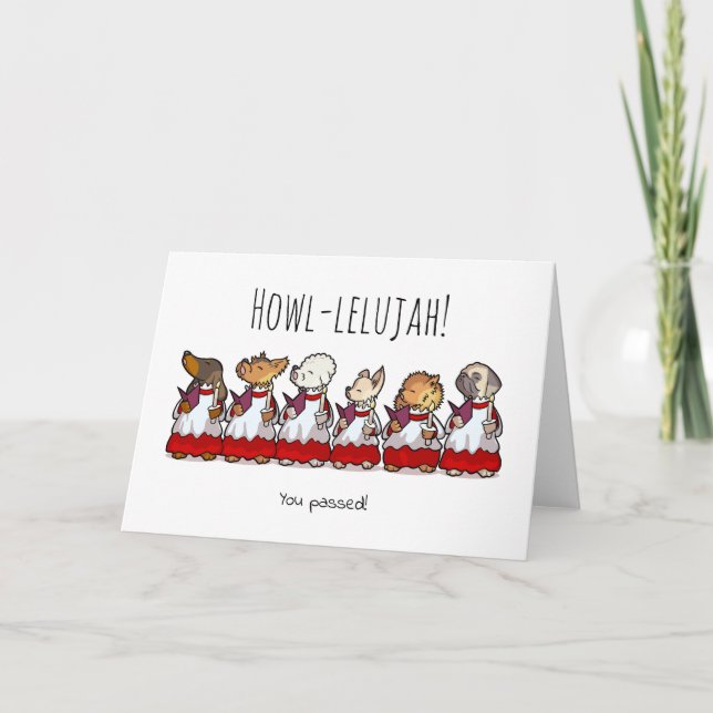 Tarjeta Funny Dog Choir Passed Test Or Exam Cartoon (Anverso)