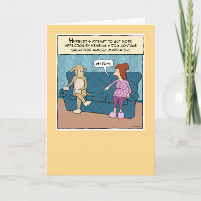 Tarjeta Funny Dog Costume Cumpleaños (Anverso)