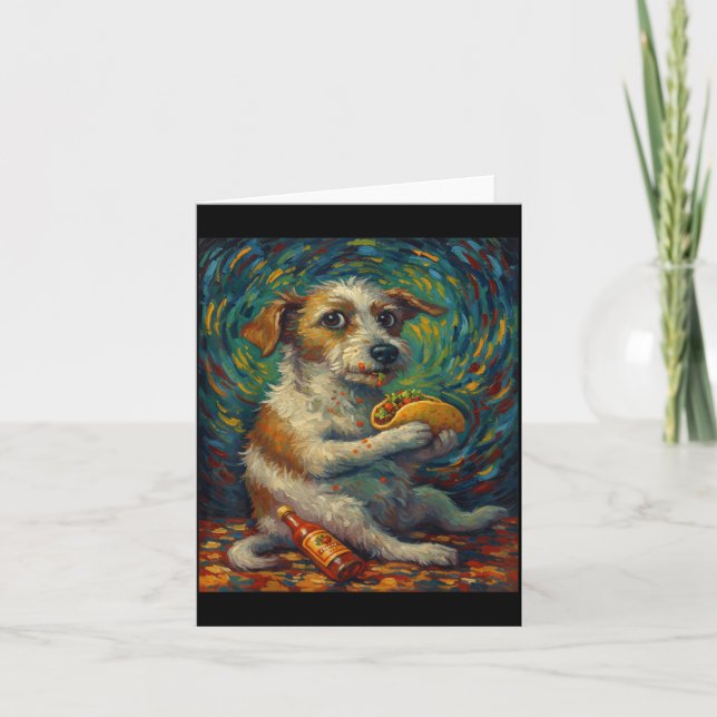 Tarjeta Funny Dog Eating Taco Graphic Art Design  (Anverso)
