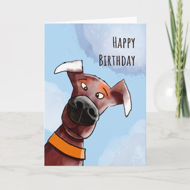 Tarjeta Funny Dog. Happy Birthday.  (Anverso)