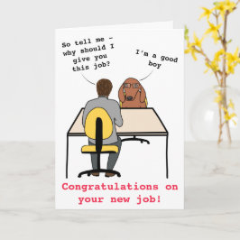 Tarjeta Funny dog ilustracion felicitaciones nuevo trabajo