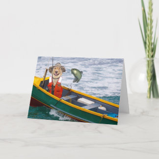 Tarjeta Funny Dog/Lab Fisherman Cumpleaños