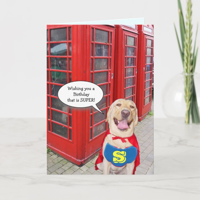 Tarjeta Funny Dog/Lab Super Cumpleaños (Anverso)