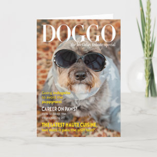 Tarjeta Funny Dog Magazine Style Birthday