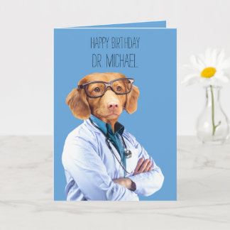 Tarjeta Funny Dog Médico y enfermera Cumpleaños