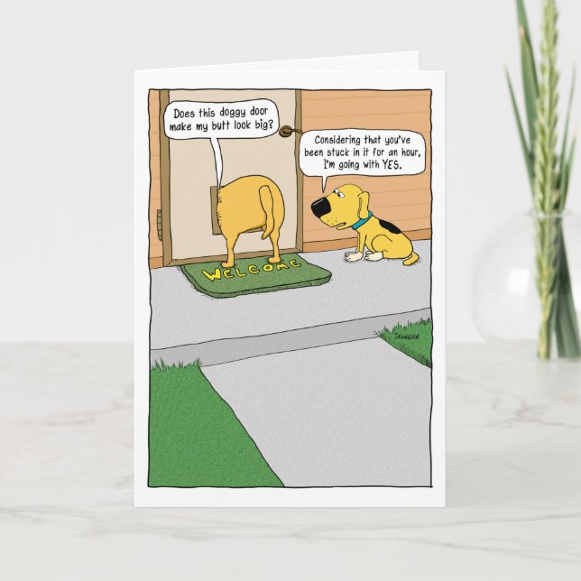 Tarjeta Funny Doggy Door Birthday Card (Anverso)
