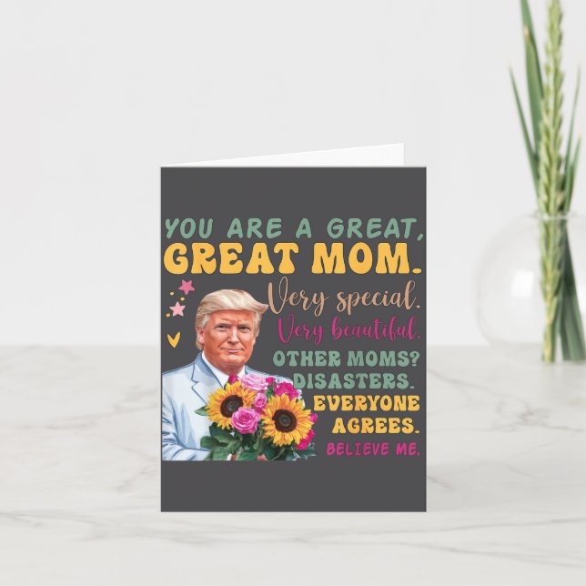 Tarjeta Funny Donald Trump Mothers Day Hold Flower Funny Q (Anverso)