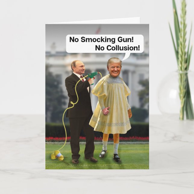 Tarjeta Funny Donald Trump Putin fuma el Chiste de las arm (Anverso)