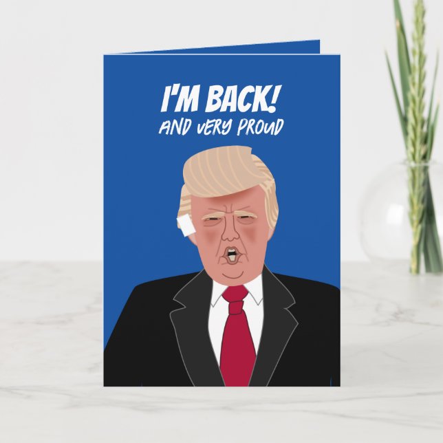 Tarjeta Funny Donald Trump venció a oido por feliz cumplea (Anverso)
