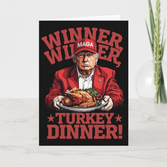 Tarjeta Funny Donald Trump Winner Winner Turkey Dinner Tha (Anverso)