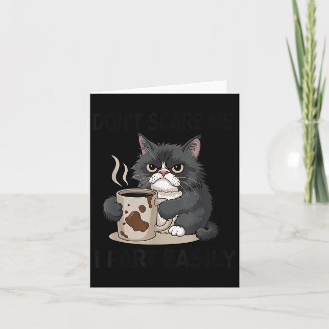 Tarjeta Funny Don't E Me I Fart Easily Black Cat Coffee Fa (Anverso)