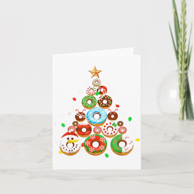 Tarjeta Funny Donuts Christmas Tree Lights Xmas Pjs Boys K (Anverso)