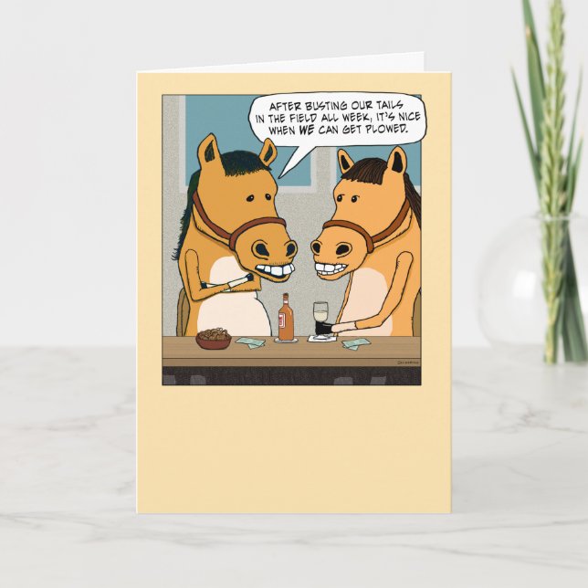 Tarjeta Funny Dos Caballos Que Se Están Volviendo Alumnos (Anverso)