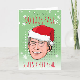 Tarjeta Funny Dr. Fauci Navidades: Quédate a seis metros d