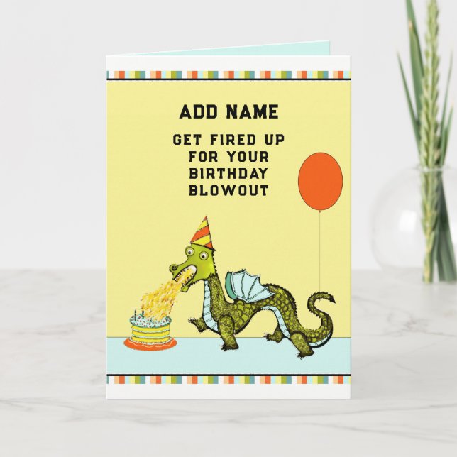 Tarjeta Funny Dragon Birthday (Anverso)