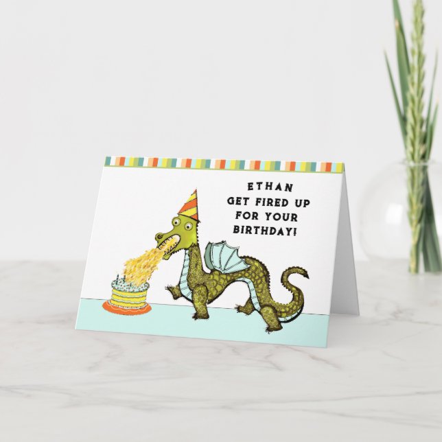 Tarjeta Funny Dragon Birthday (Anverso)