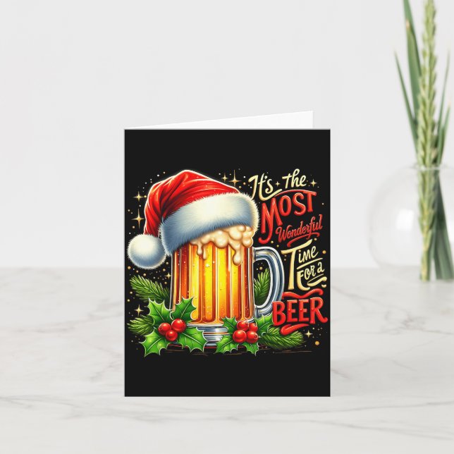 Tarjeta Funny Drinking Christmas Santa Beer Lovers Trend N (Anverso)
