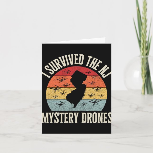 Tarjeta Funny Drone Lover I Survived The New Jersey Myster (Anverso)