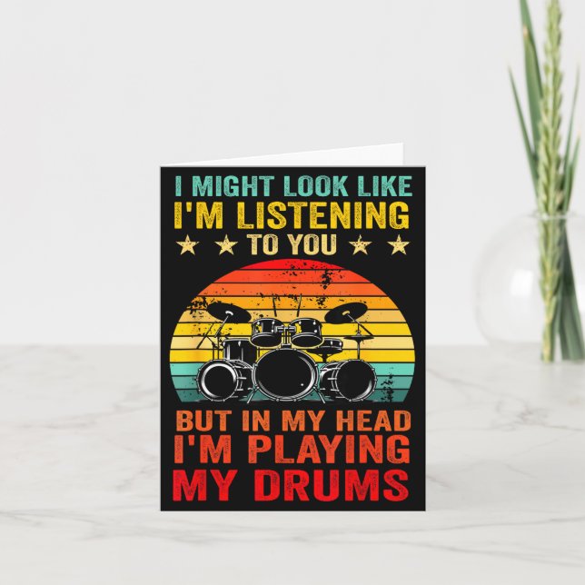 Tarjeta Funny Drummer Men Women Drumline Drumming Musical  (Anverso)