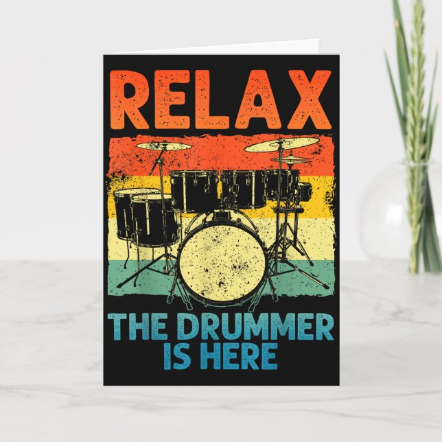 Tarjeta Funny Drumming Art For Men Women Drumline Drum Set (Anverso)