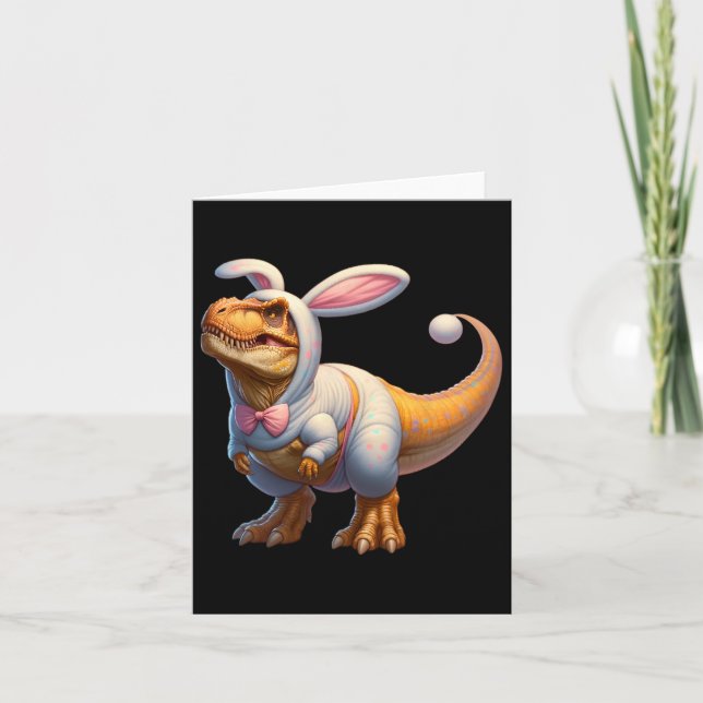 Tarjeta Funny Easter Bunny Dinosaur T-rex Apparel Uni-adul (Anverso)