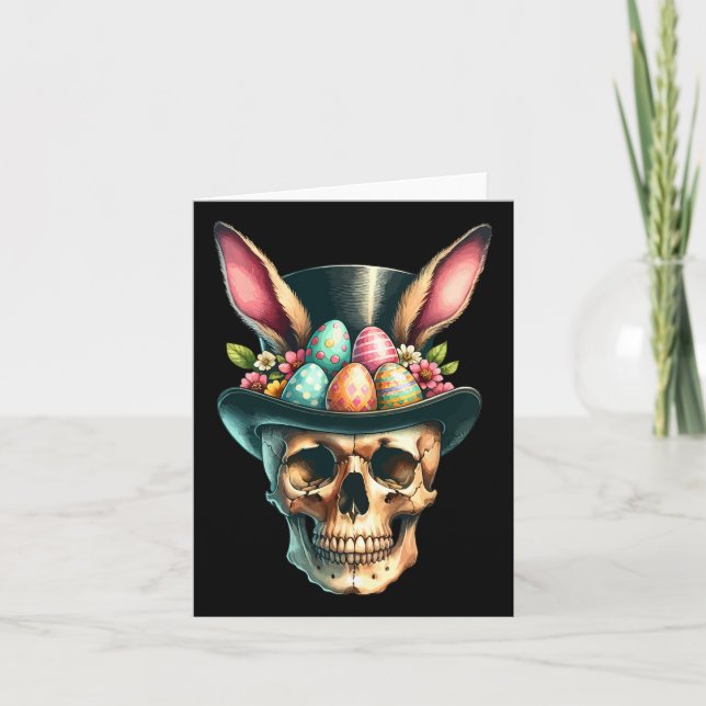 Tarjeta Funny Easter Bunny Skull Egg Hung Día de Pascua (Anverso)