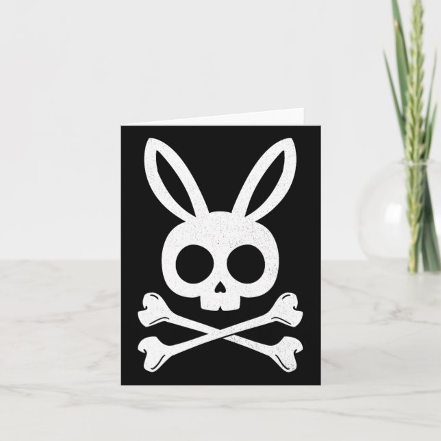 Tarjeta Funny Easter Pirate Jolly Roger Bunny Skull Rabbit (Anverso)