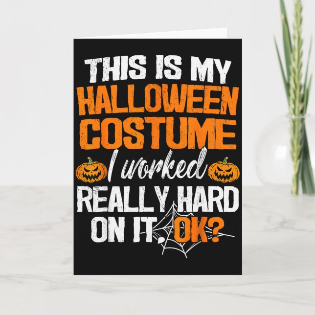 Tarjeta Funny Easy This Is My Halloween Costume Diy Last M (Anverso)