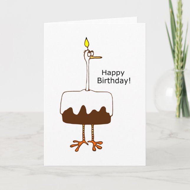 TARJETA FUNNY EGRET BIRTHDAY CAKE (Anverso)