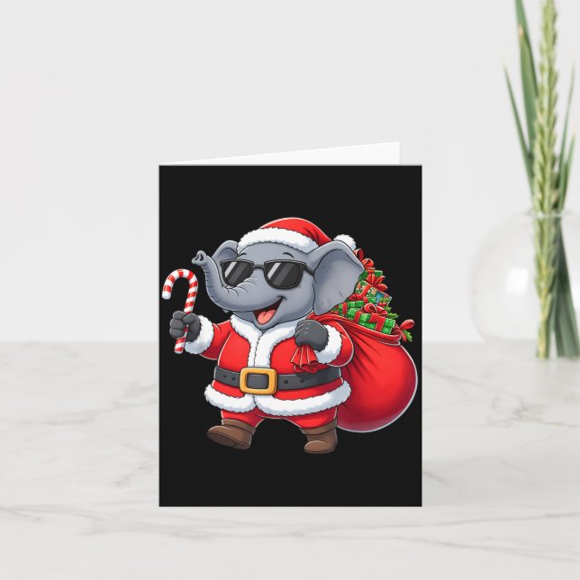 Tarjeta Funny Elephant Christmas Santa Outfit Xmas Boys Gi (Anverso)
