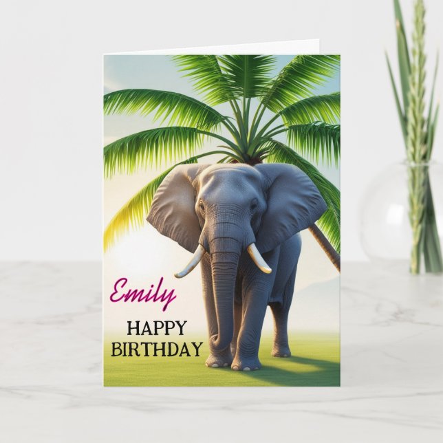Tarjeta Funny Elephant Happy Birday (Anverso)