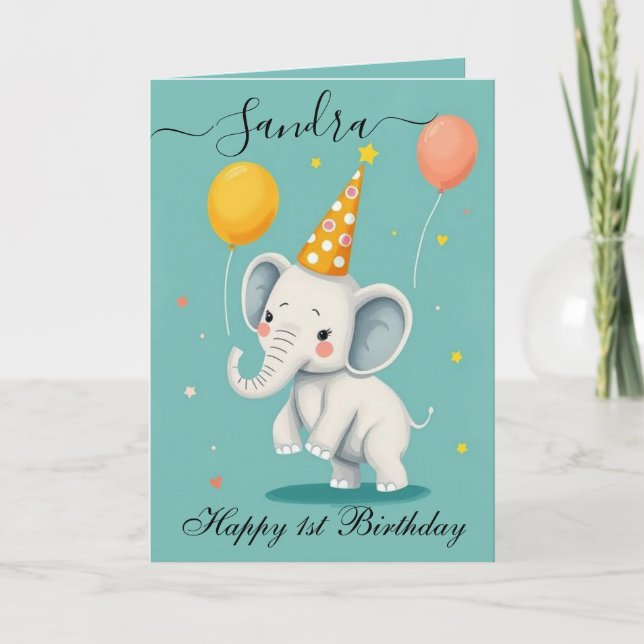 Tarjeta Funny Elephant Happy Birday Card (Anverso)
