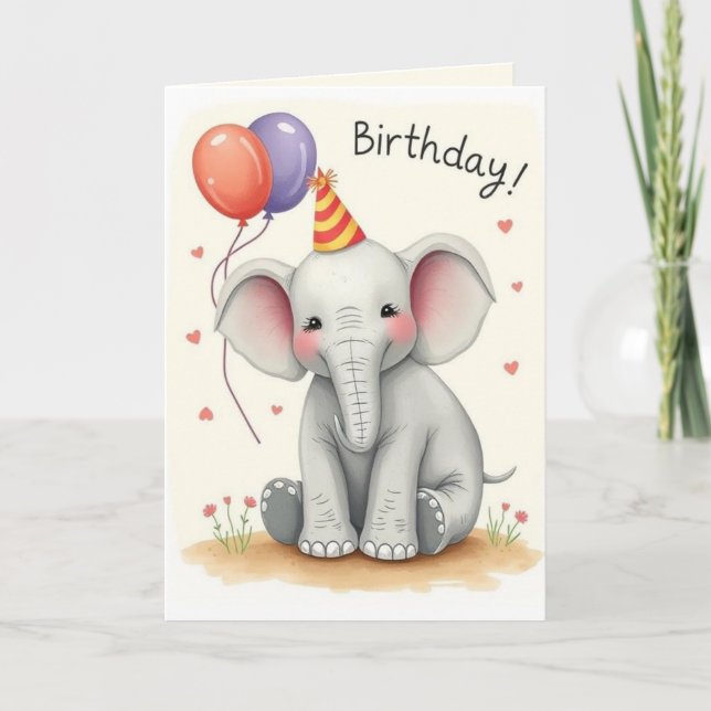 Tarjeta Funny Elephant Happy Birday Card (Anverso)