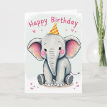 Funny Elephant Happy Birday Card