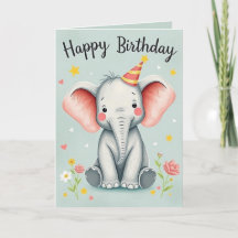 Funny Elephant Happy Birday Card