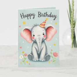 Tarjeta Funny Elephant Happy Birday Card