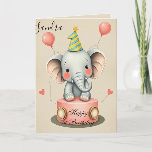 Tarjeta Funny Elephant Happy Birday Card (Anverso)
